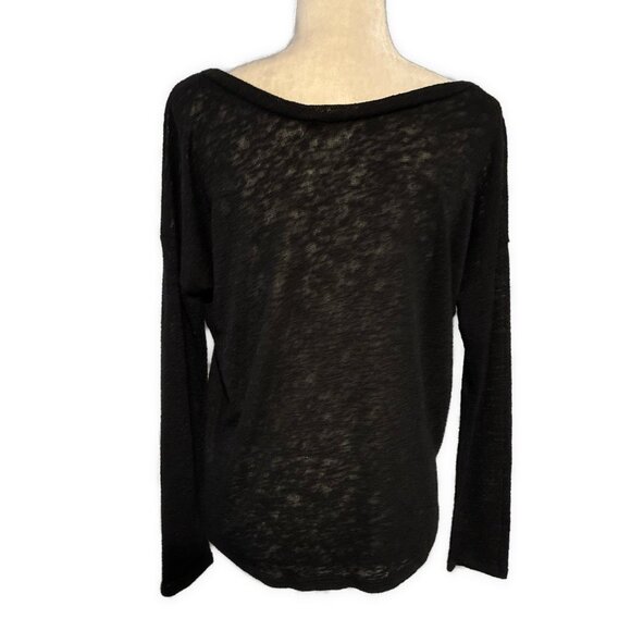 Cherish Women’s Solid Black Thin Knit Boat Neck Long Sleeve Sweater Small - Picture 2 of 5